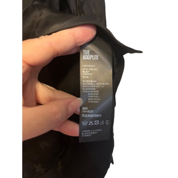 The Kooples Black Stars Jacquard Long Sleeve Shirt M 100% Viscose Elegant Mens - Picture 4 of 5